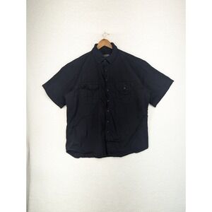 Most Wanted Men's Black Shirt‎ Double Front Pocket Button Up 2XL